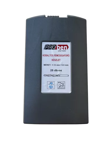 HSS-CO Kobaltos fém csigafúró készlet 25 db-os, 1-13 mm / 0,5 mm DIN338