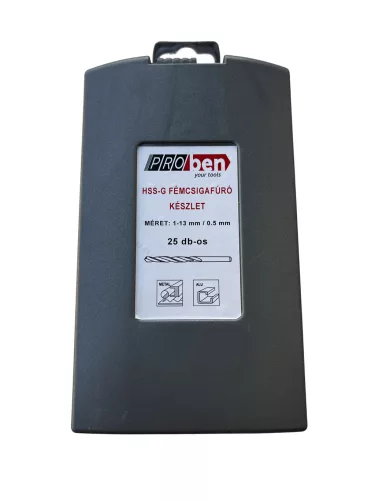 HSS-G Hengeresszárú fém csigafúró készlet DIN338, 25 db-os 1-13 mm / 0,5 mm